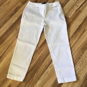 WHBM Slim Crop Pants, White, Size 4